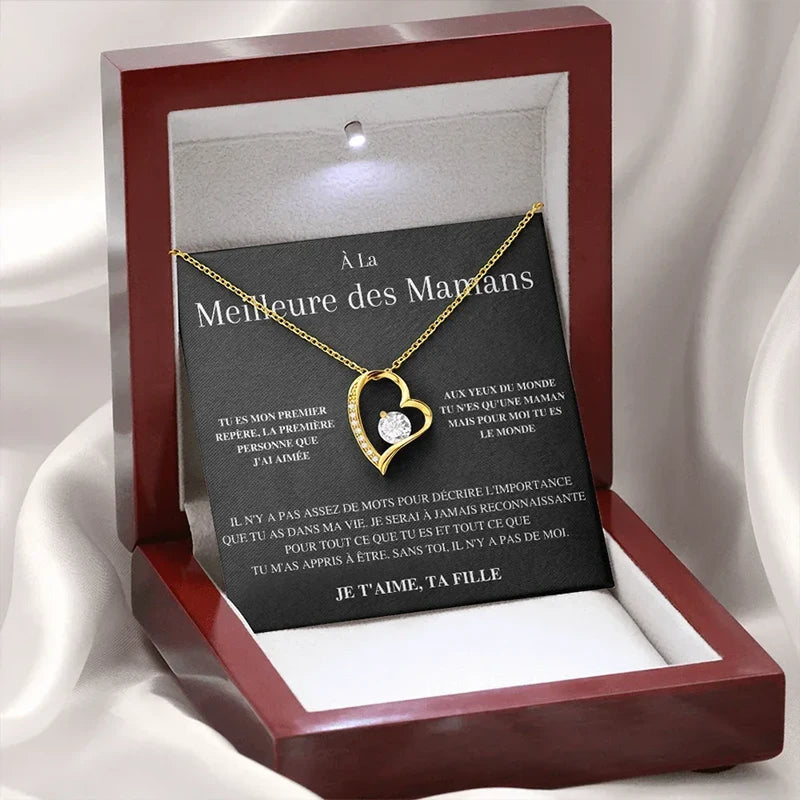 À la Meilleure des Mamans, Je t'Aime, Ta Fille - Collier Cœurs Diamant