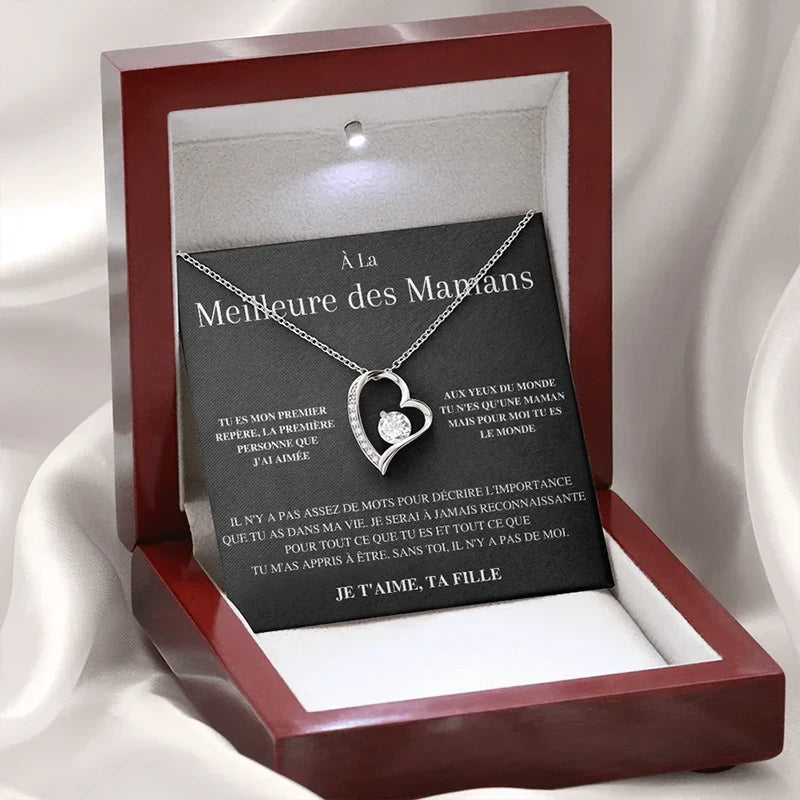 À la Meilleure des Mamans, Je t'Aime, Ta Fille - Collier Cœurs Diamant