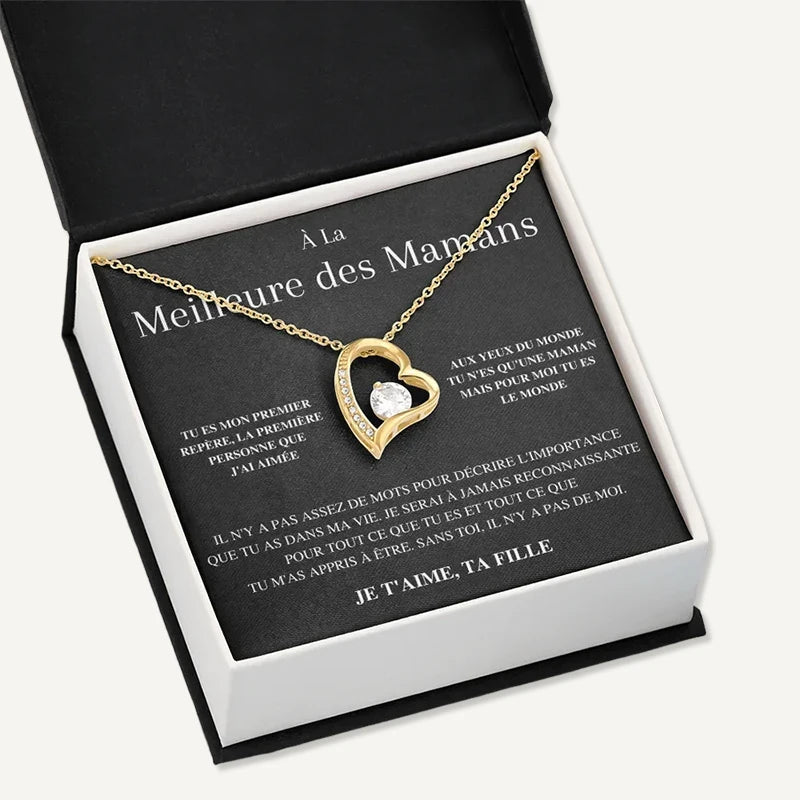 À la Meilleure des Mamans, Je t'Aime, Ta Fille - Collier Cœurs Diamant