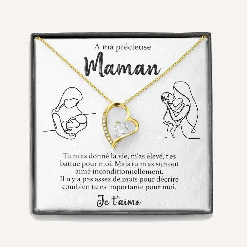 À ma Précieuse Maman - Collier Cœurs Diamant