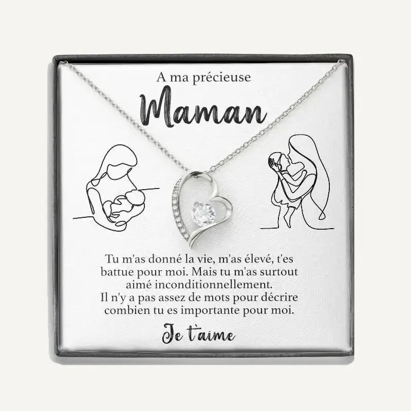 À ma Précieuse Maman - Collier Cœurs Diamant