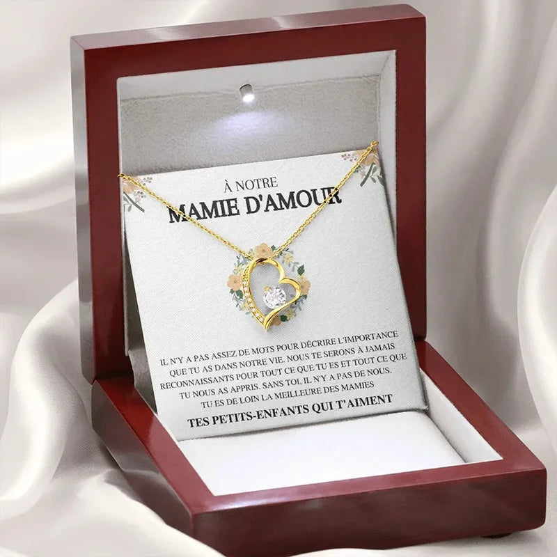 À notre Mamie d'Amour - Collier Cœurs Diamant Or Coffret