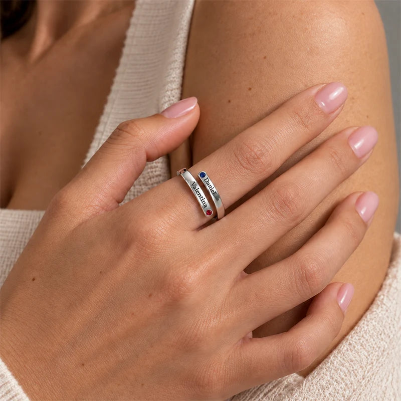 Bague 2 Prénoms en Argent 925 Femme