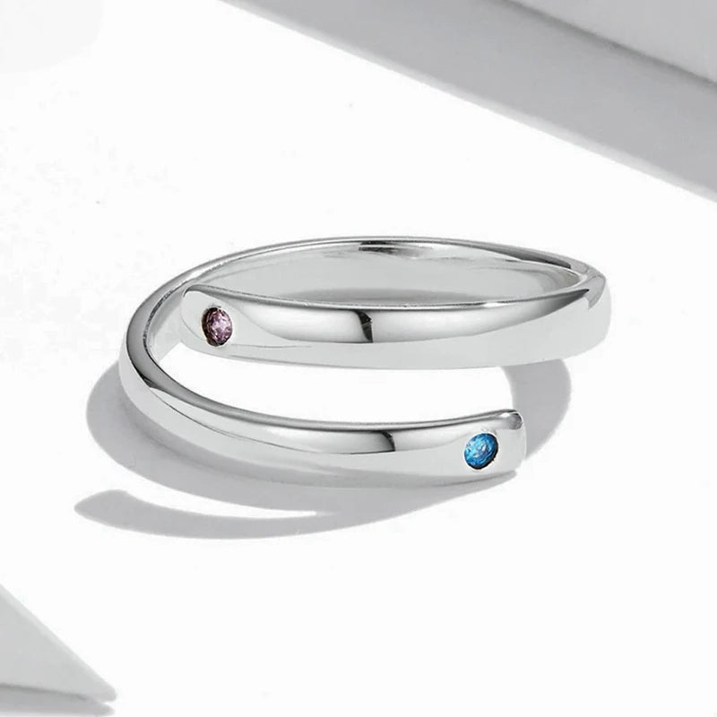 Bague 2 Prénoms avec Pierres de Naissances en Argent 925