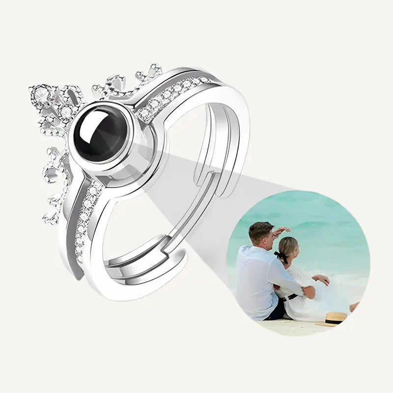 Bague Couronne Projection Photo Or Rose