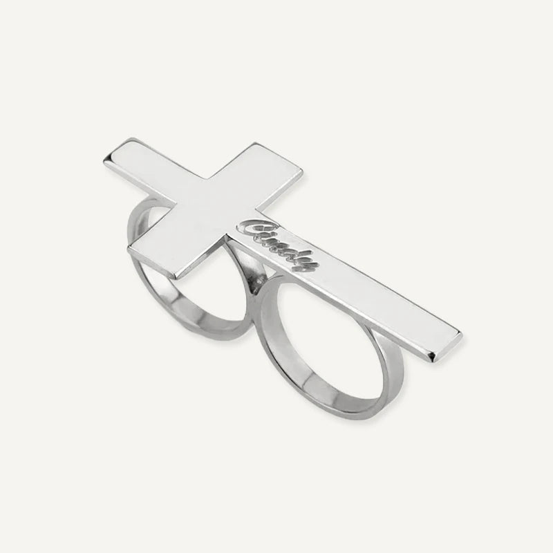 Bague Croix Personnalisée Argent