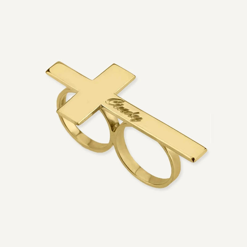 Bague Croix Personnalisée Or