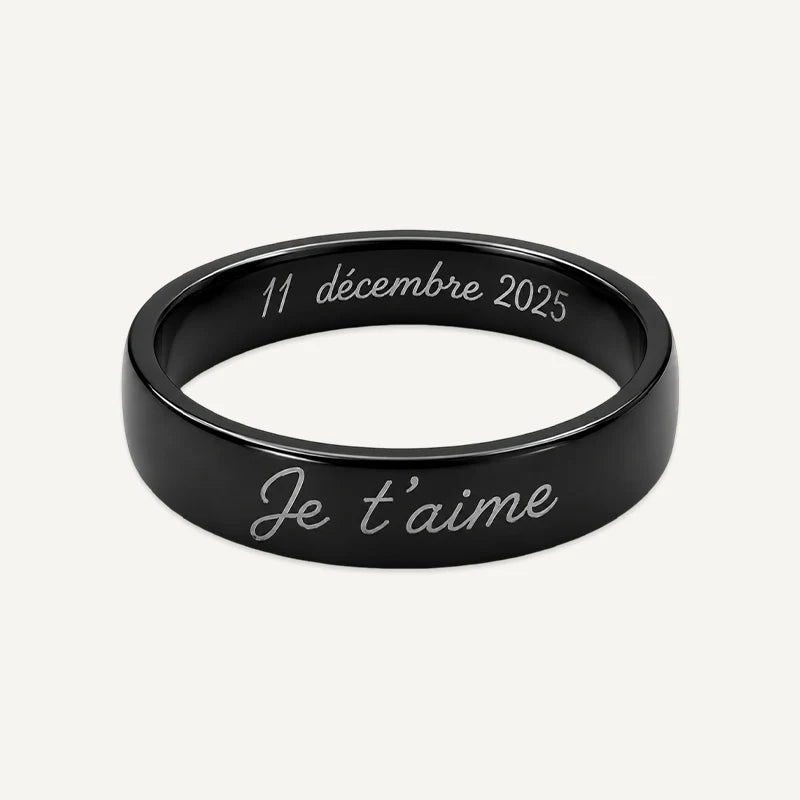 Anneau Gravé Noir