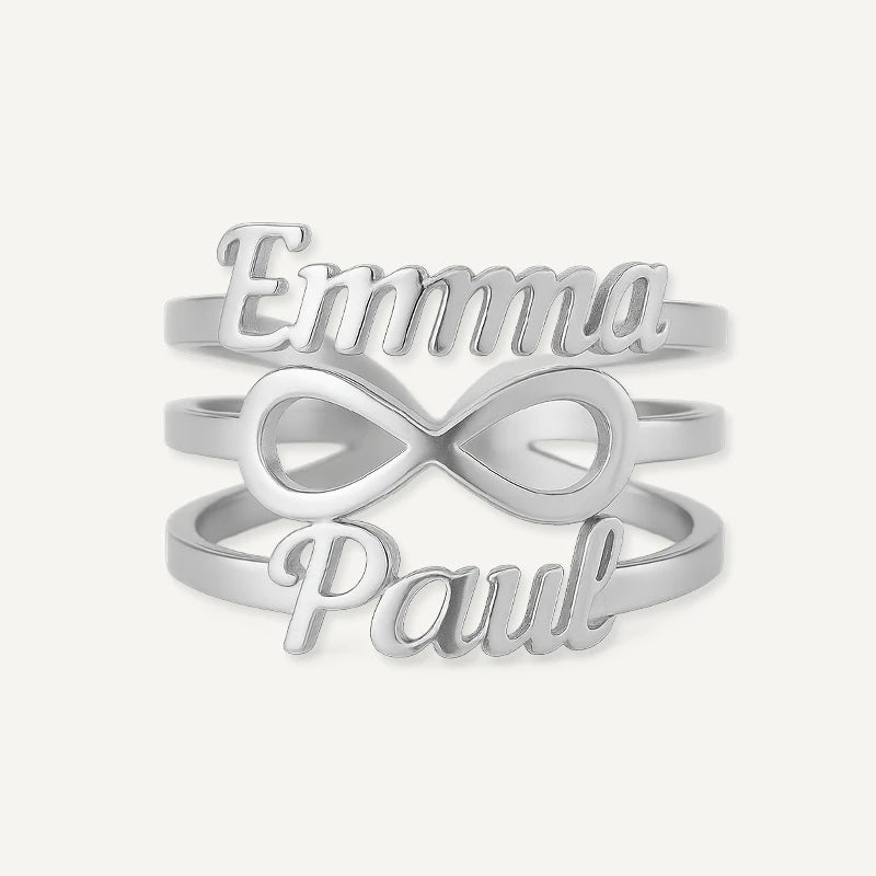 Bague Infini 2 Prénoms Argent