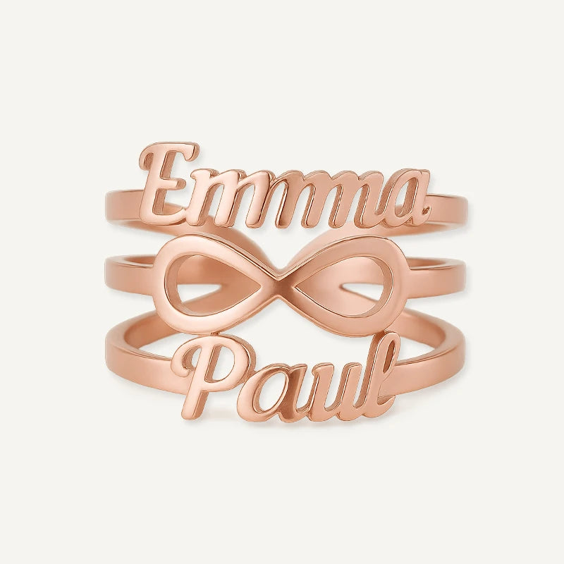 Bague Infini 2 Prénoms Or Rose