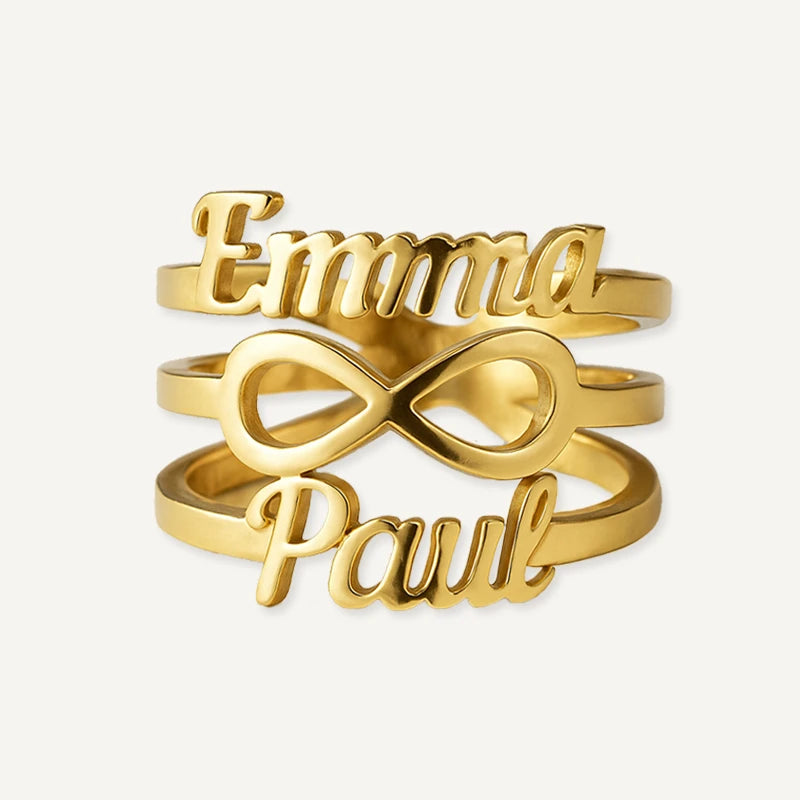 Bague Infini 2 Prénoms Or