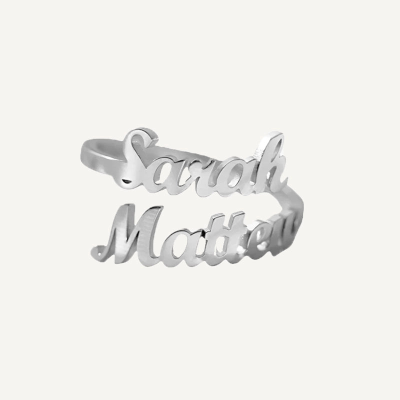 Bague Personnalisée 2 Prénoms Argent