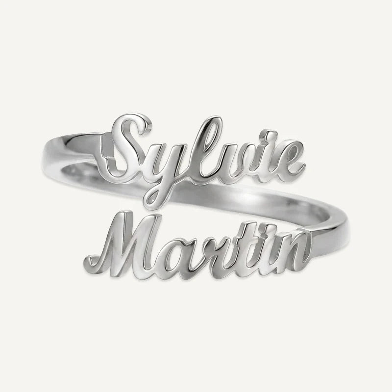 Bague Personnalisée 2 Prénoms Argent