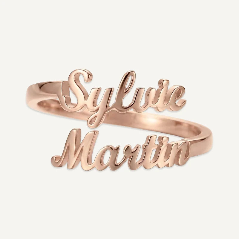Bague Personnalisée 2 Prénoms Or Rose