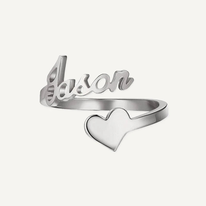 Bague Prénom Personnalisée avec Cœur Argent