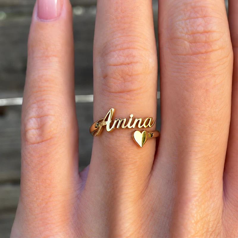Bague Prénom Personnalisée avec Cœur Femme