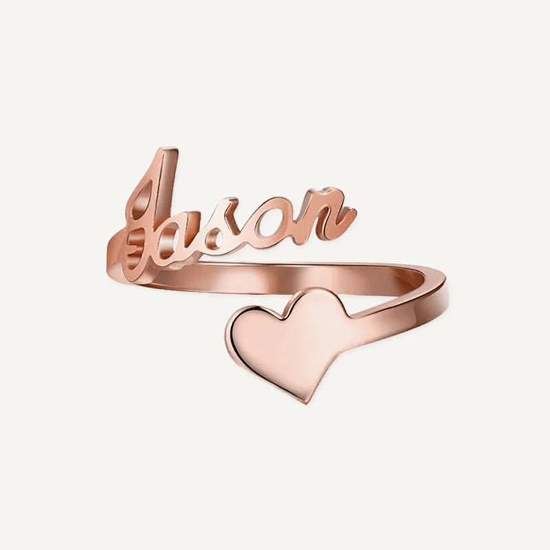 Bague Prénom Personnalisée avec Cœur Or Rose