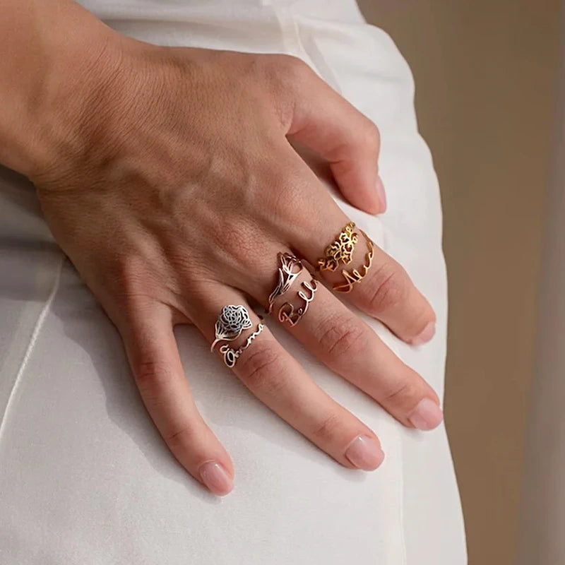 Bague Prénom avec Fleur de Naissance