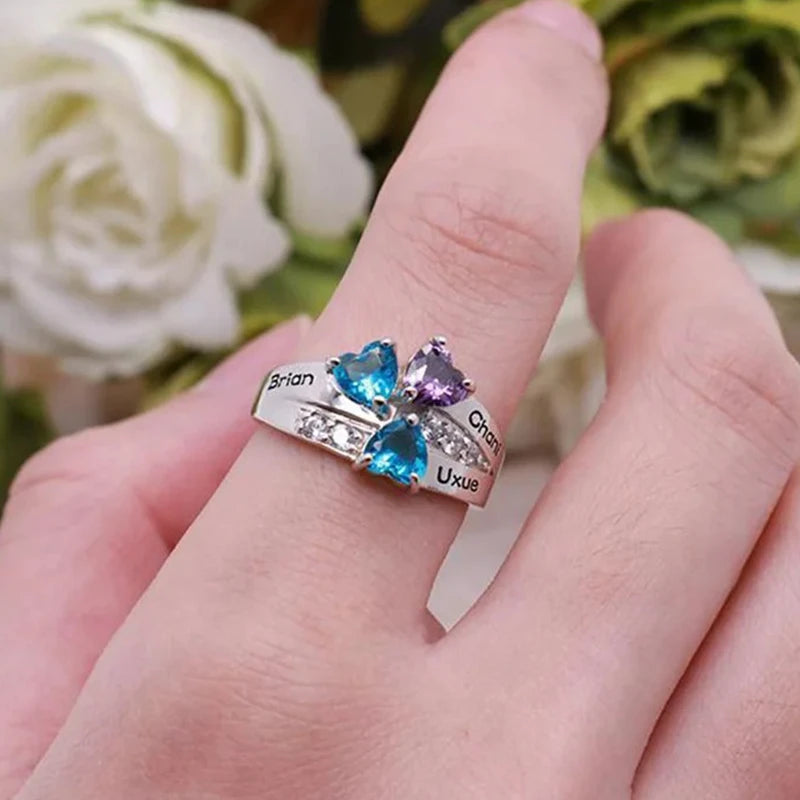 Bague Prénoms avec Pierres de Naissances Femme