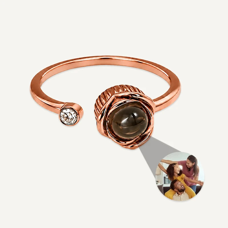 Bague Projection Photo Or Rose