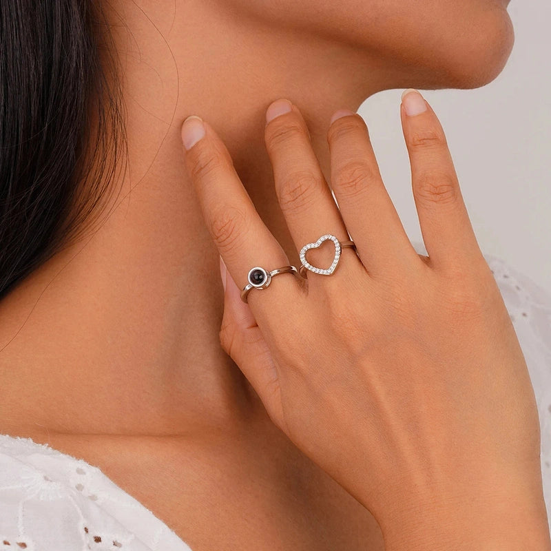 Bagues Cœur et Projection Photo