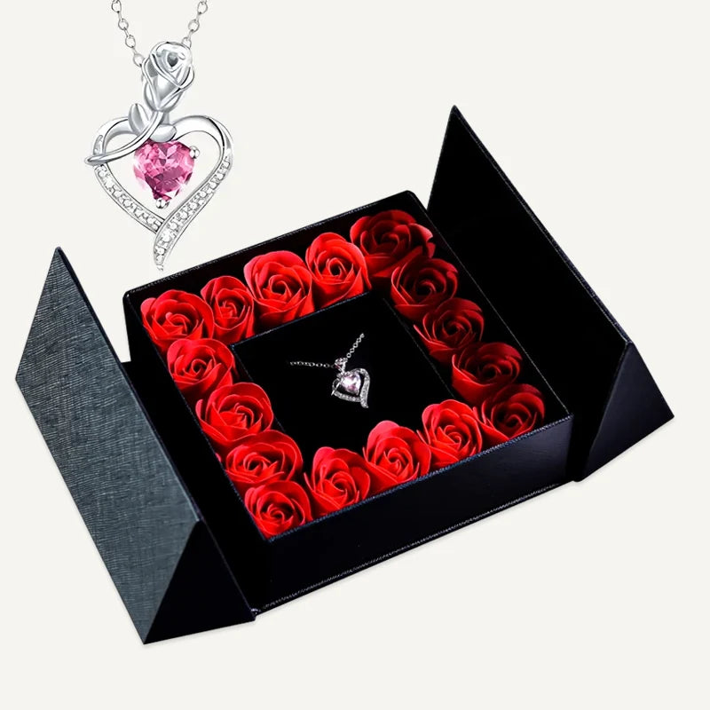Boîte Rose Éternelle et Collier Rose