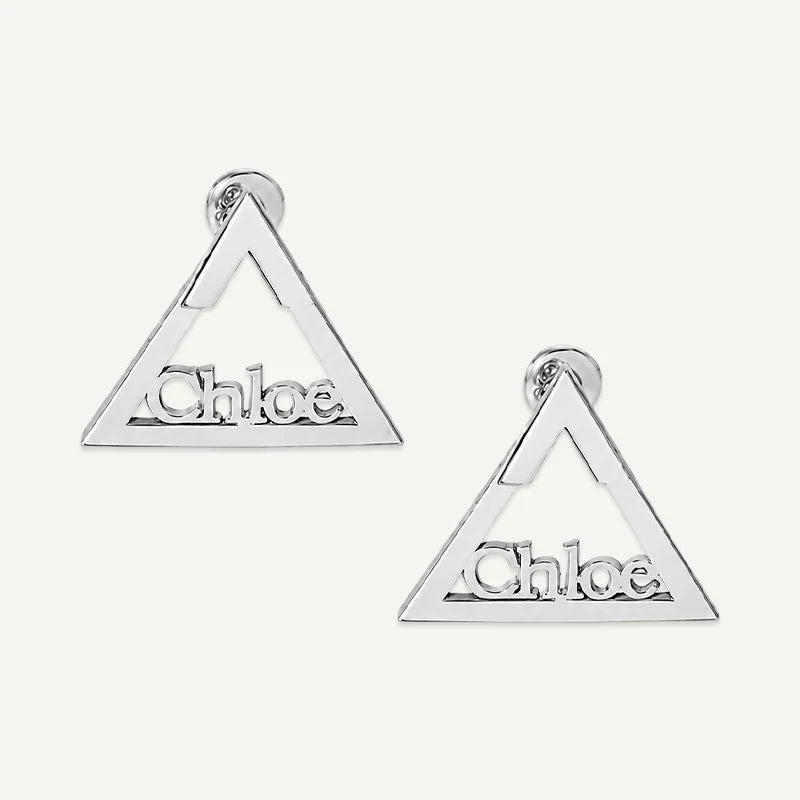 Boucles d'Oreilles Triangle Prénom Argent