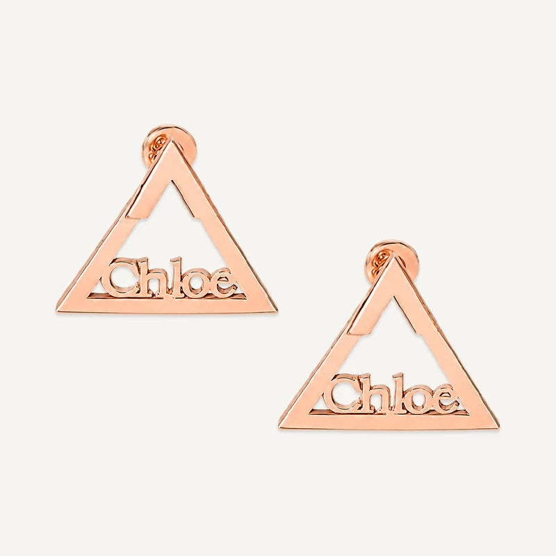 Boucles d'Oreilles Triangle Prénom Or Rose