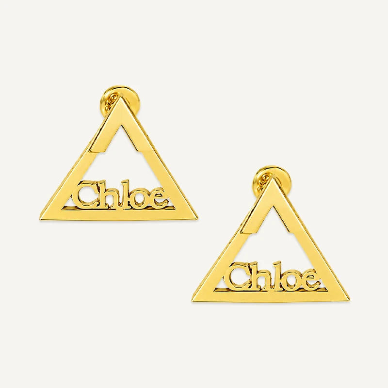 Boucles d'Oreilles Triangle Prénom Or