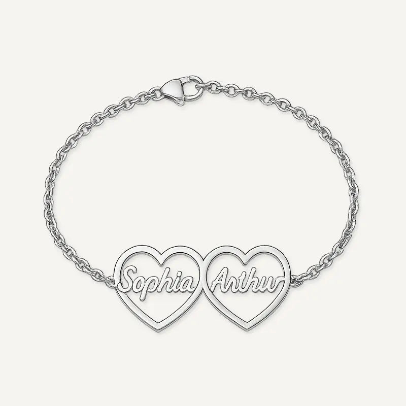Bracelet Cœurs Prénoms Argent