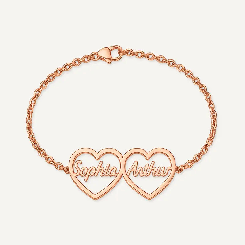 Bracelet Cœurs Prénoms Or Rose