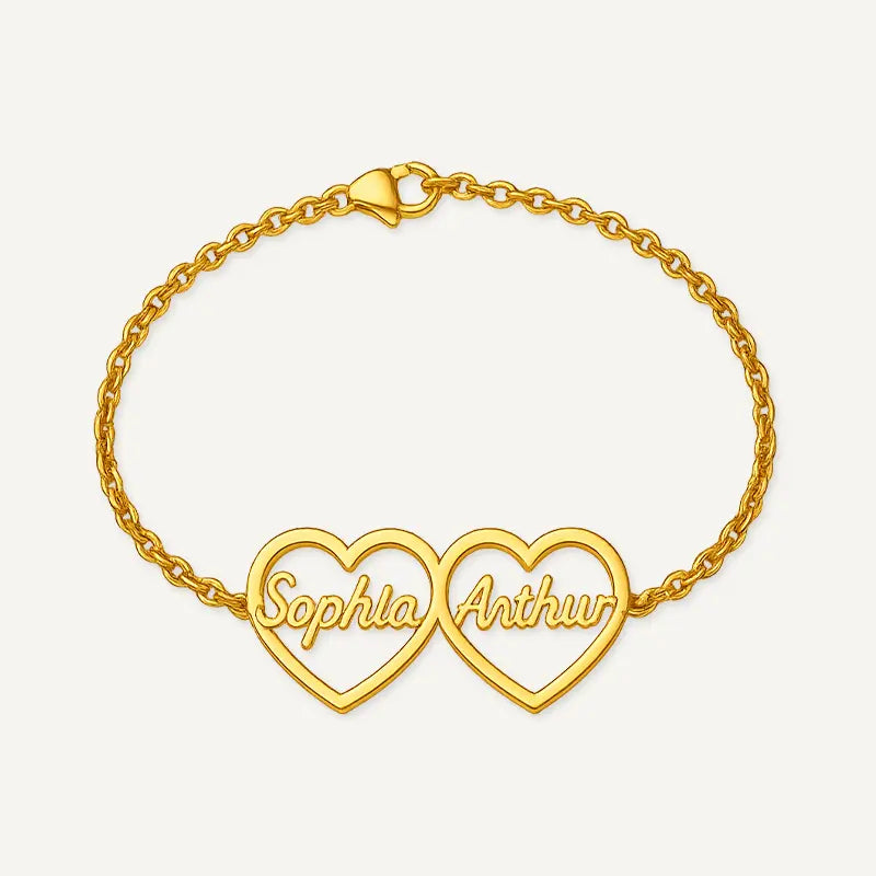 Bracelet Cœurs Prénoms Or