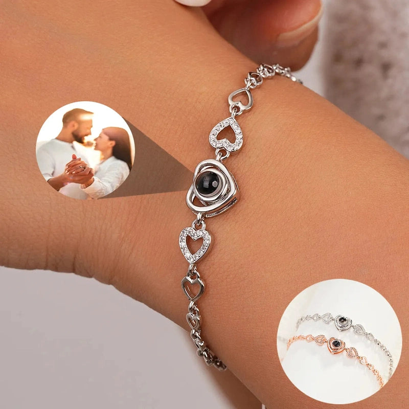 Bracelet Cœur Projection Photo Personnalisée