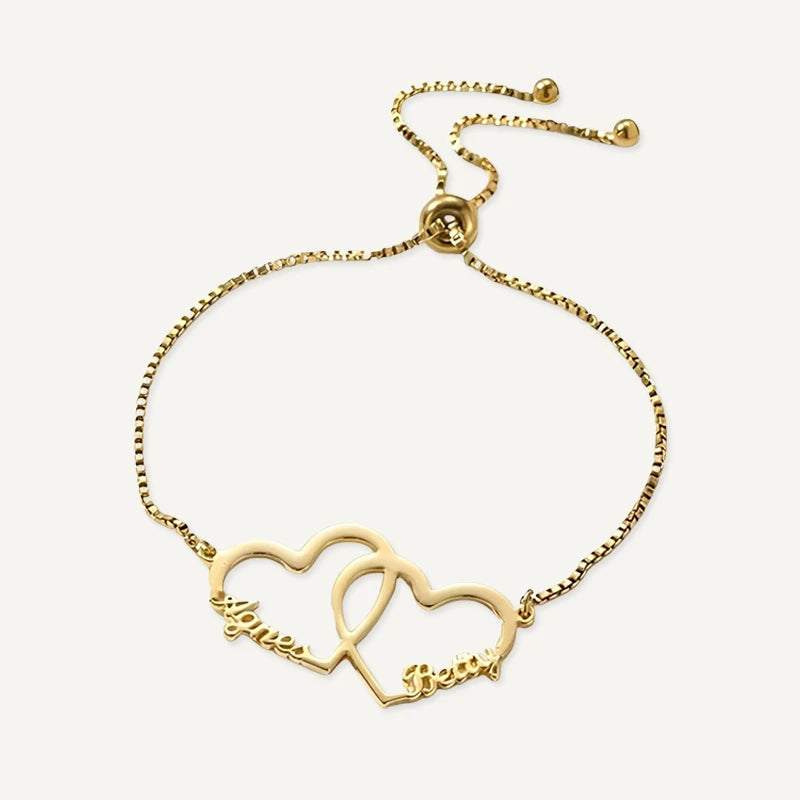 Bracelet Cœurs avec Prénoms Personnalisés