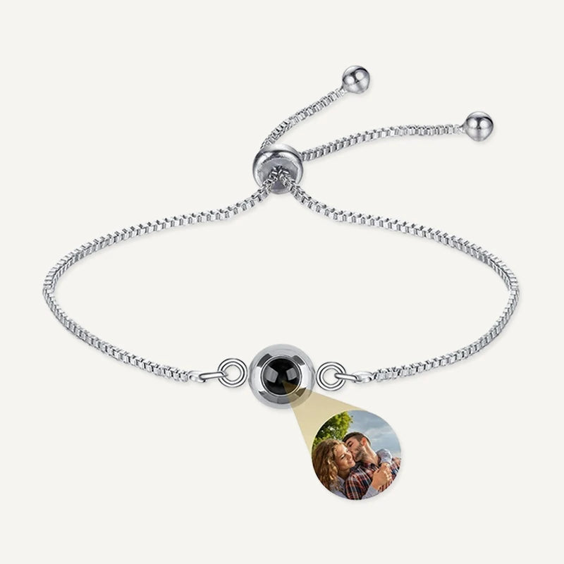 Bracelet Élégant Femme avec Projection Photo Argent