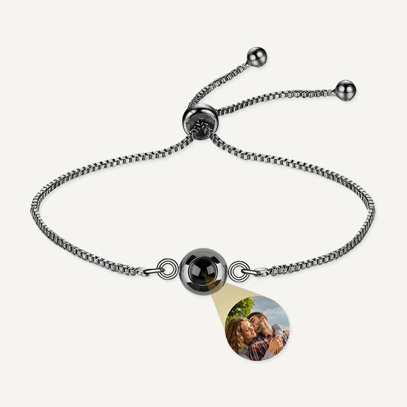 Bracelet Élégant Femme avec Projection Photo Noir