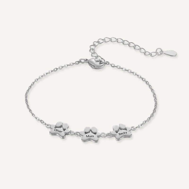 Bracelet Patte de Chien Personnalisé Argent