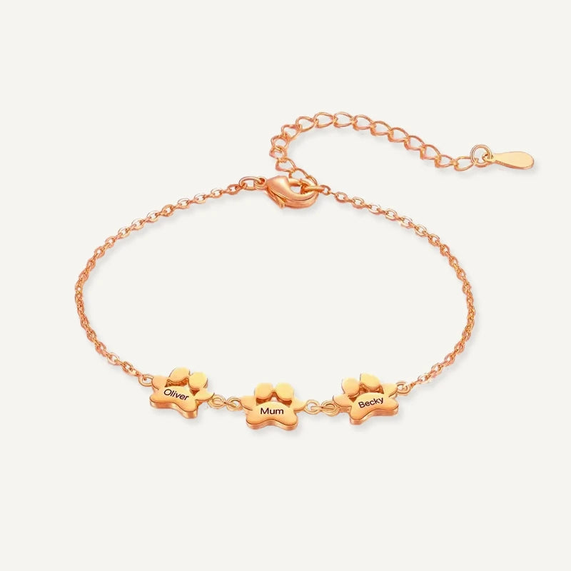Bracelet Patte de Chien Personnalisé Or Rose