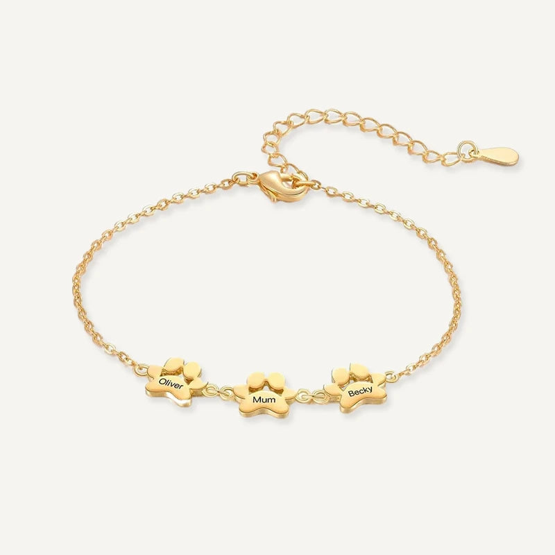 Bracelet Patte de Chien Personnalisé Or