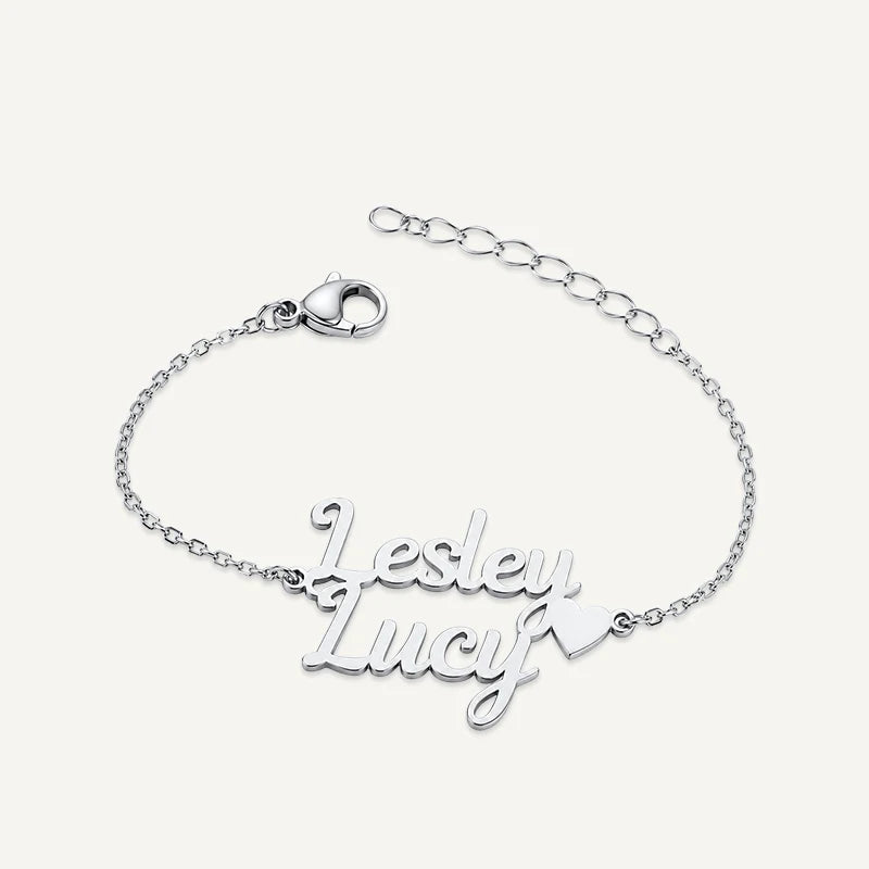 Bracelet Personnalisé 2 Prénoms Argent