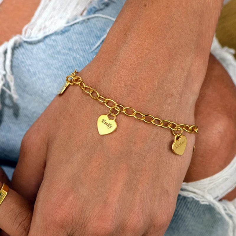 Bracelet Personnalisé Cœur Prénoms Femme