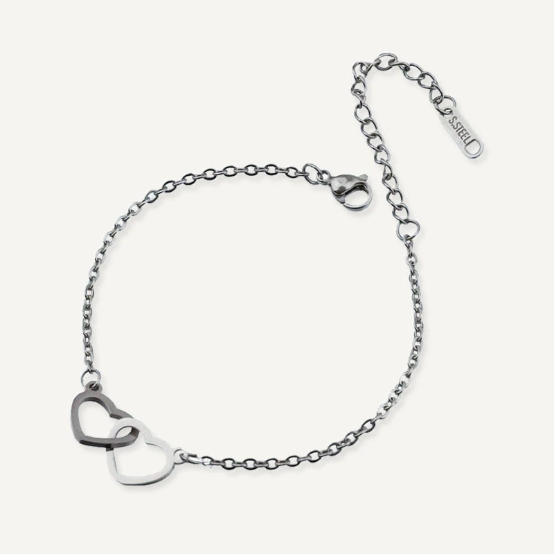 Bracelet Personnalisé Cœurs Entrelacés Argent