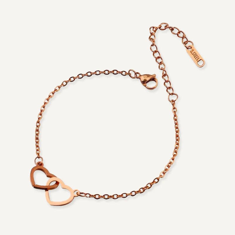 Bracelet Personnalisé Cœurs Entrelacés Or Rose