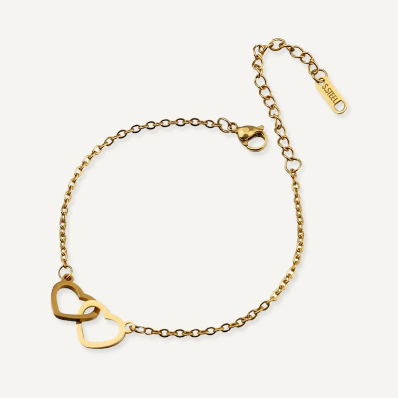 Bracelet Personnalisé Cœurs Entrelacés Or