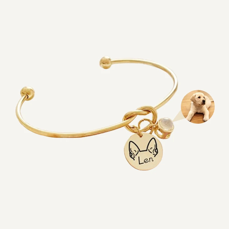 Bracelet Personnalisé Oreilles de Chiens, Prénom et Projection Photo