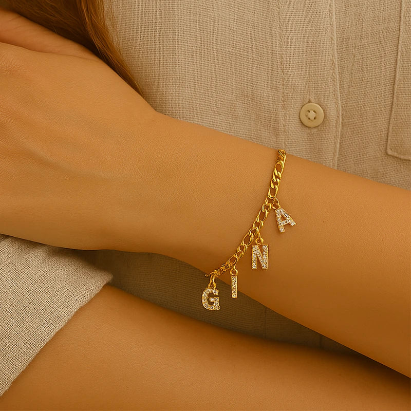 Bracelet Personnalisé Prénom Lettres Or Femme