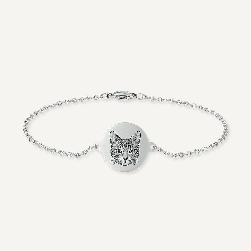 Bracelet Photo Animal Gravé Argent