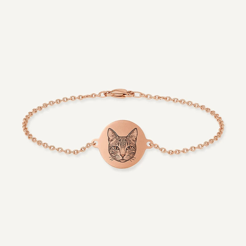 Bracelet Photo Animal Gravé Or Rose