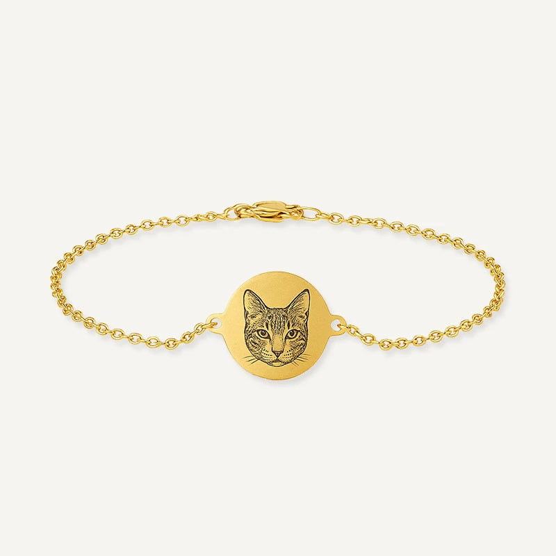 Bracelet Photo Animal Gravé Or