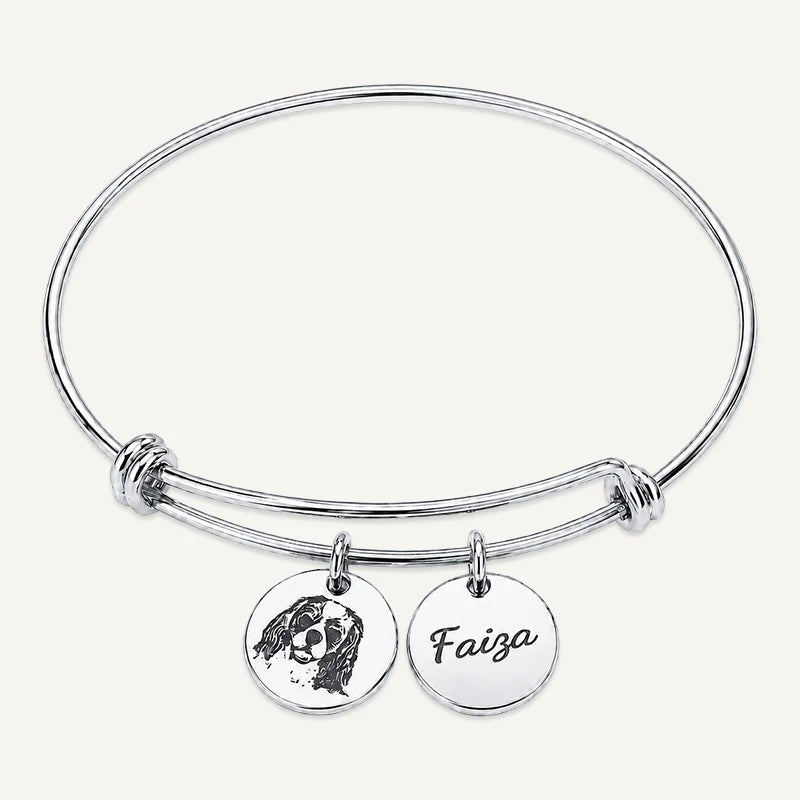 Bracelet Photo Animal et Prénom Argent